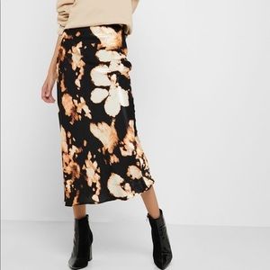 TOP SHOP SATIN TIE DYE MIDI SKIRT